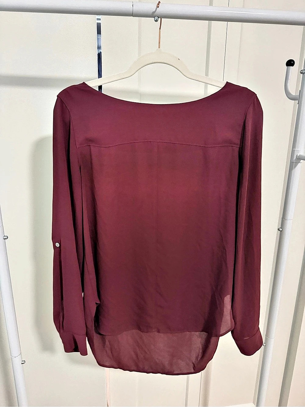 LOFT Long Sleeve Blouse in Burgundy Size Small Like New